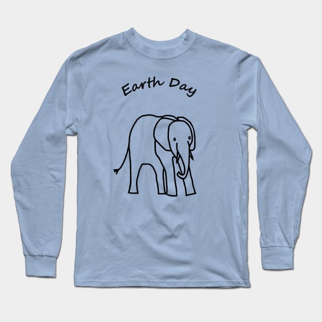 Earth Day Baby Elephant Long Sleeve T-Shirt by ellenhenryart